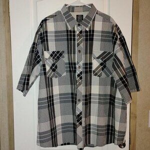 Men's Sz 5X NOIZ button up black & white plaid